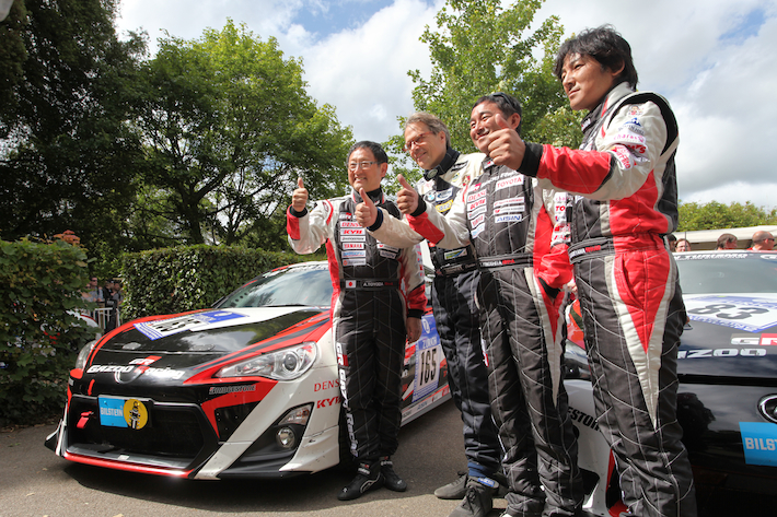 Akio Toyoda with Gazoo Racing Team and Lexus LFA