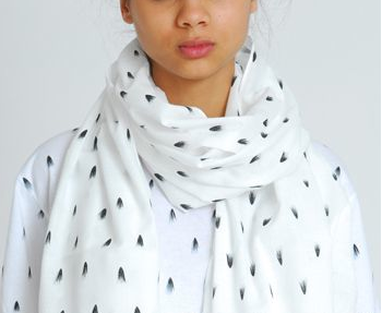 Eley Kishimoto unisex scarf tufts skinny white