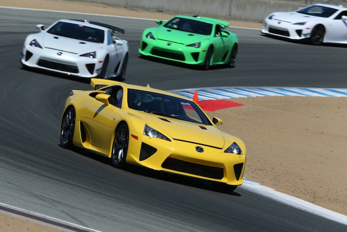 Yellow Lexus LFA at Laguna Seca