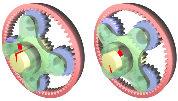 Epicyclic gear ratio 's van de Lexus E-CVT en hybride