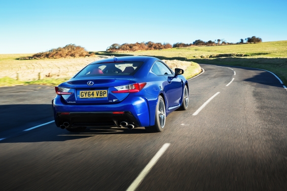 Lexus RC F driving Azure blue