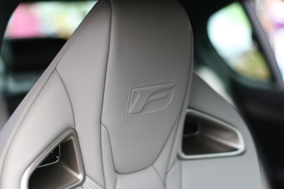 Lexus F badge in GS F seat