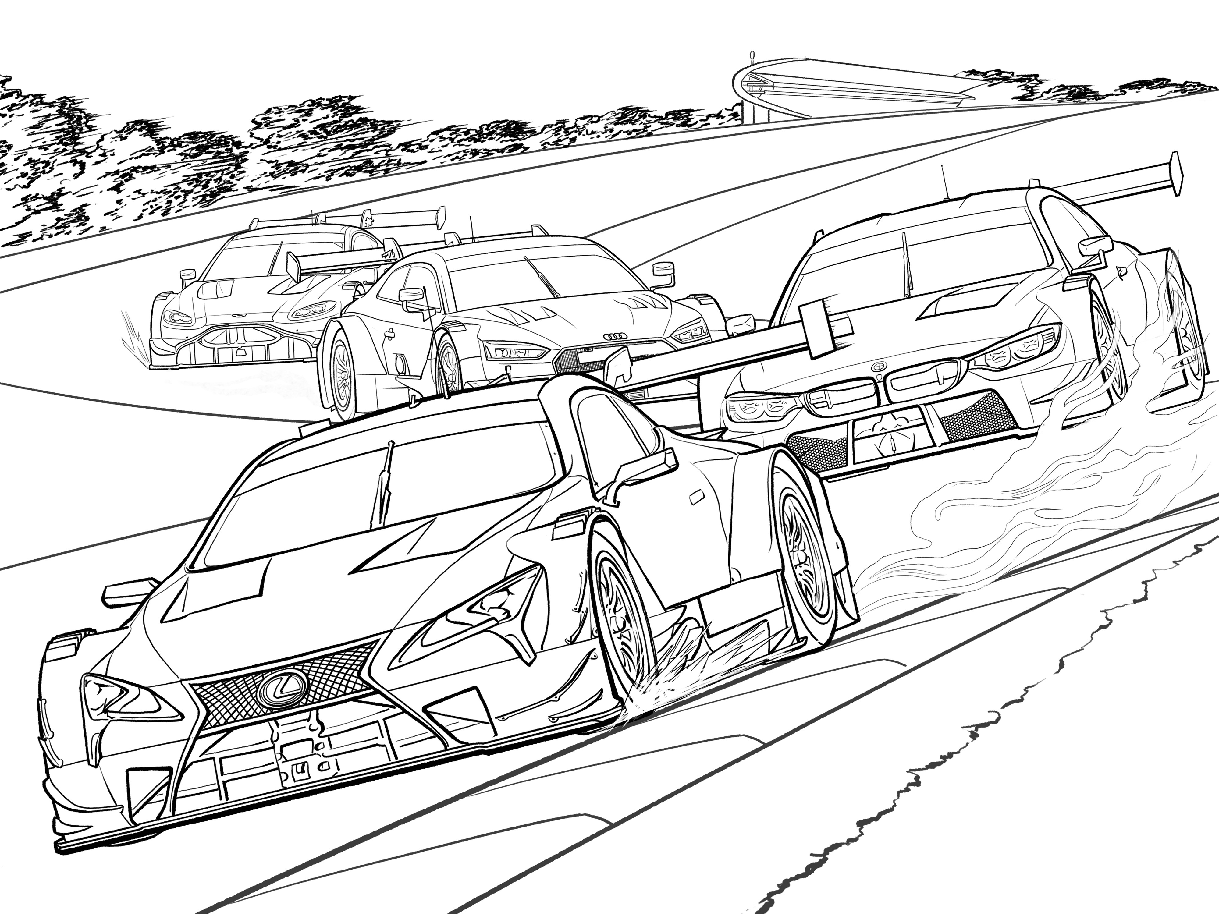 cool cars with flames coloring pages