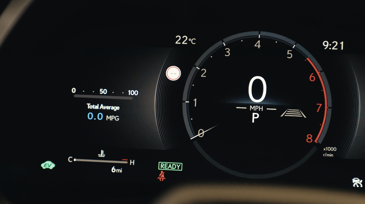 Lexus dashboard showing Ready mode