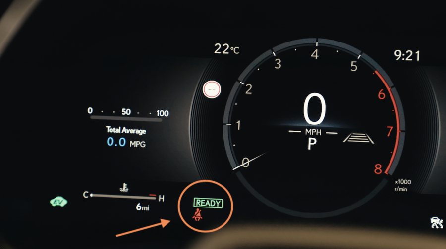 Lexus dashboard showing Ready mode