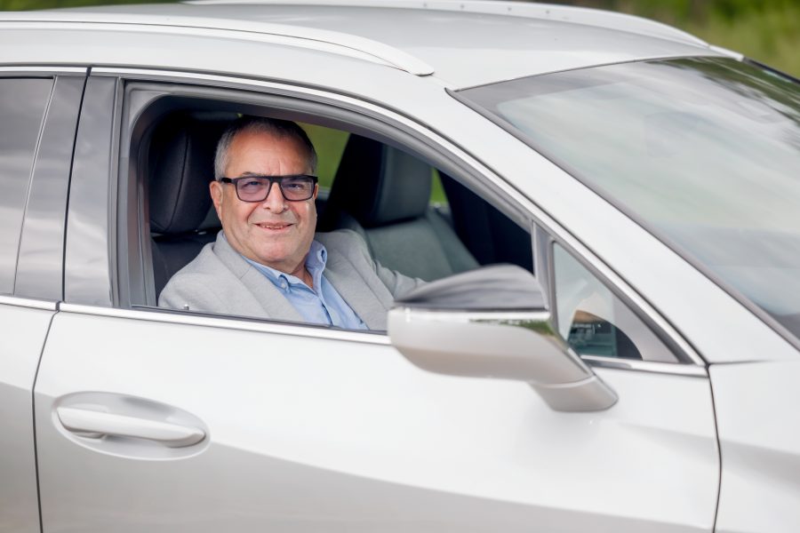 Laurie Rosenberg driving his Lexus UX.